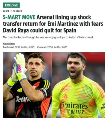 认真的吗?太阳报:阿森纳希望签回大马丁,皇马马竞关注拉亚